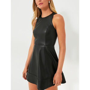 Alexis 'Lorenza' Black Leather Mini Dress Size S